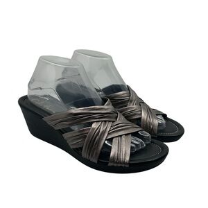 Cole Haan Nike Air Women's 9 B Eden 55 Slide Wedge Sandals Gunsmoke Metallic